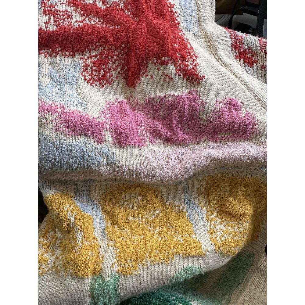 Zara Cardigan Sweater Womens XL Multicolor Abstract Graphic Knit Button Front - Picture 7 of 7
